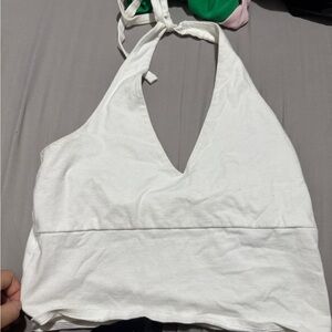 Garage White Halter Crop Top